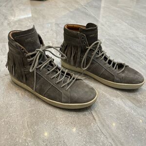 Saint Laurent Gray Suede High-Top Sneakers